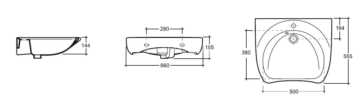 Раковина подвесная Керамин Инклюжн 65 660х555х190 с отверстием, крепление в комплекте, белый (CS0008