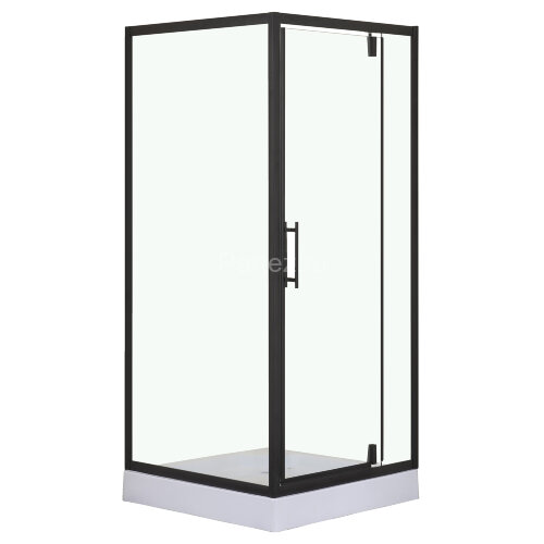 Душевое ограждение LORANTO 90х90х200 R/L с низким поддоном 13см, прозрачное закаленное стекло 6мм, профиль черный (CS-604A 90)
