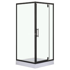 Душевое ограждение LORANTO 90х90х200 R/L с низким поддоном 13см, прозрачное закаленное стекло 6мм, профиль черный (CS-604A 90)