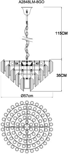 Подвесная люстра Arte Lamp A2848LM-8GO