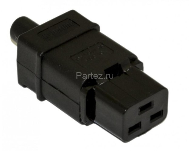 Разъем CON-IEC320C19 прямой IEC 60320 C19 220В 16А на кабель контакты на винтах (плоск. контакты вну