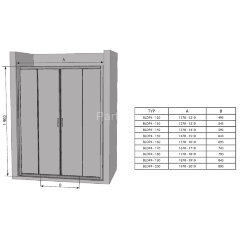 Душевая дверь Ravak раздвижная 150х190, толщина полотна 6мм универсальная, цвет профиля хром