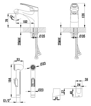 Смеситель Lemark Omega LM3116C для раковины с гигиеническим душем