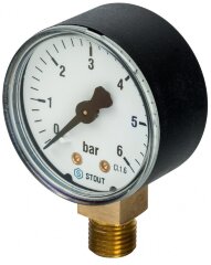Манометр рад. D80 мм 6 бар 1/2&quot; STOUT