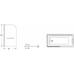 Шторка для ванны распашная Jacob Delafon Odeon Up 80х145 цвет профиля черный (E4932-BL)