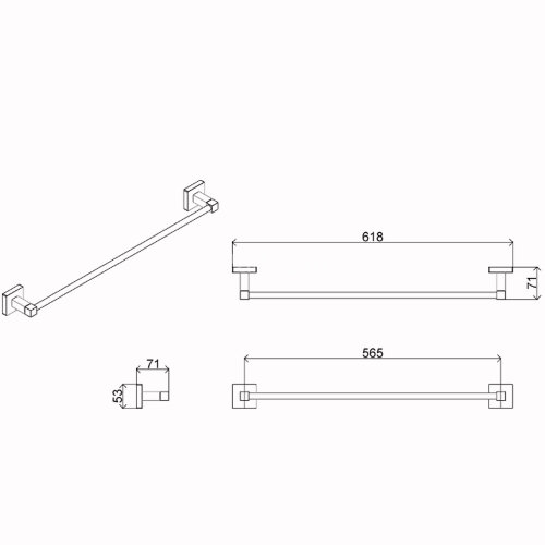 Полотенцедержатель AZARIO RINA трубчатый одинарный 58 см, хром (AZ-87001)