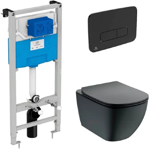 Промо-комплект Ideal Standard TESI silk black инсталляция с подвесным унитазом и крышкой микролифт, 
