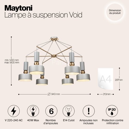 Подвесная люстра Maytoni MOD030PL-06GR