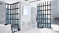 Тумба под раковину Roca Ronda 70, с компактным сифоном, ящики с доводчиками, бетон/белый (Z.RU93.0.3