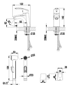 Смеситель Lemark Plus Strike LM1116C для раковины с гигиеническим душем