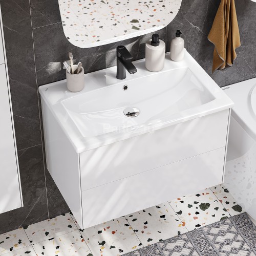 Тумба под раковину Aquaton Сохо 75 подвесная, цвет белый глянцевый (1A258101AJ010)