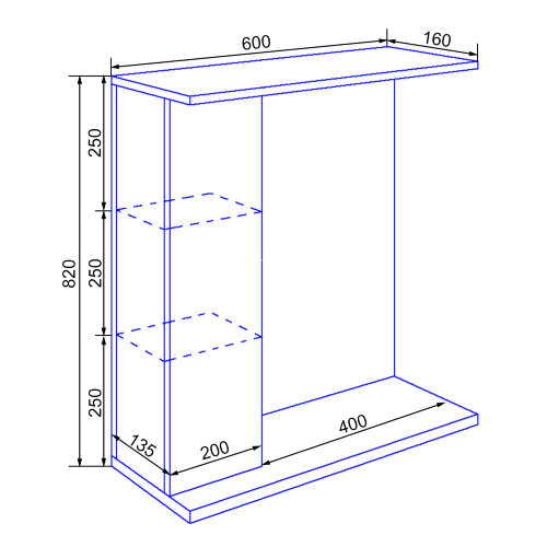Зеркало-шкаф Loranto Стиль Соло 60 600х825х160 левостороннее, фрезерованный фасад, белый (CS00024779