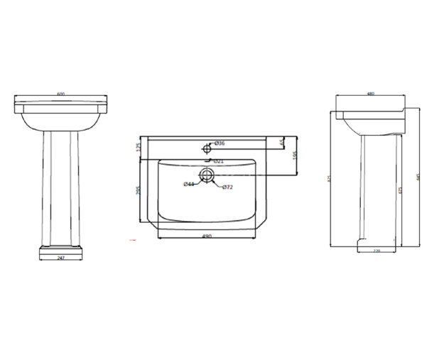 Раковина Creo Ceramique TOULON 600х480х845, белая (TL3000+TL3010)