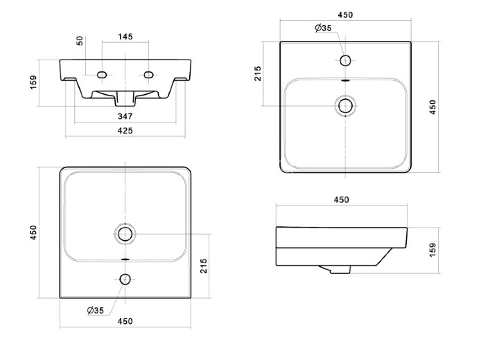 Раковина AQUATON Адриана 45 1WH501630