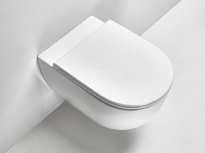 Унитаз подвесной SIMAS TREVI 370х560х300 безободковый, с креплением, цвет белый (TR18bi+F85)