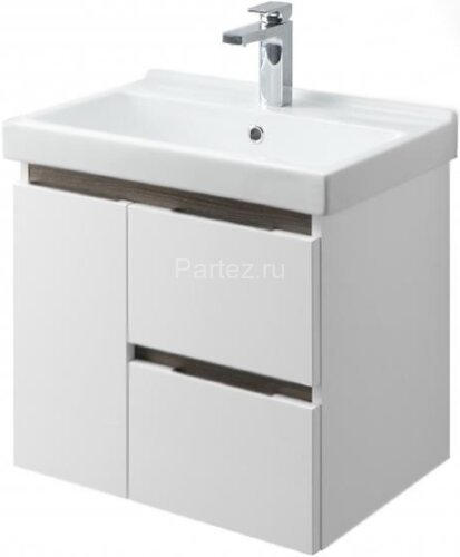 Тумба под раковину AQUATON Рене 60 подвесная Белый/Грецкий орех (1A258501NRC80)