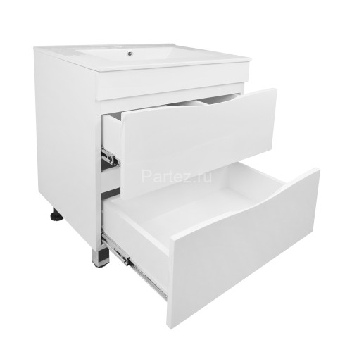 Комплект тумба Loranto Santorini 60 610х460х810 напольная, с раковиной Leon, Белый Глянец (CS0008697