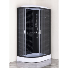 Душевая кабина Loranto 120х80х215 правосторонняя, поддон 13см, черный кирпичный узор, прозрачное стекло 4мм, профиль черный (CS6612013RGB120)