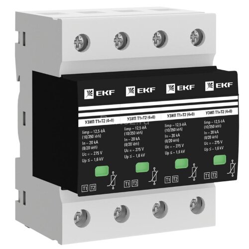 Устройство защиты от импульсных перенапряжений Т1+Т2; Iimp-12.5kA; In-20kA; Uc-275В; 1+0 PROxima EKF