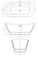 Ванна акриловая Azario GOLDFIELD 1700х750х650 свободностоящая, в комплекте с сифоном и металлической