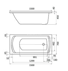 Ванна акриловая Santek Монако прямоугольная 150х70, белая