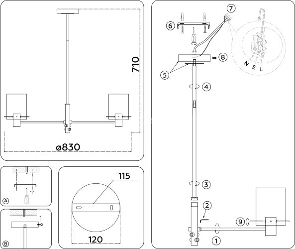 Потолочная люстра Ambrella LH57033