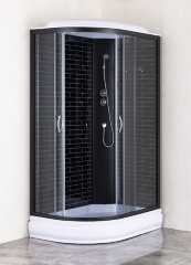 Душевая кабина Loranto 120х80х215 поддон 20 см, черный кирпичный узор, серое стекло 4 мм, профиль черный (CS-66120-20R GB 120)