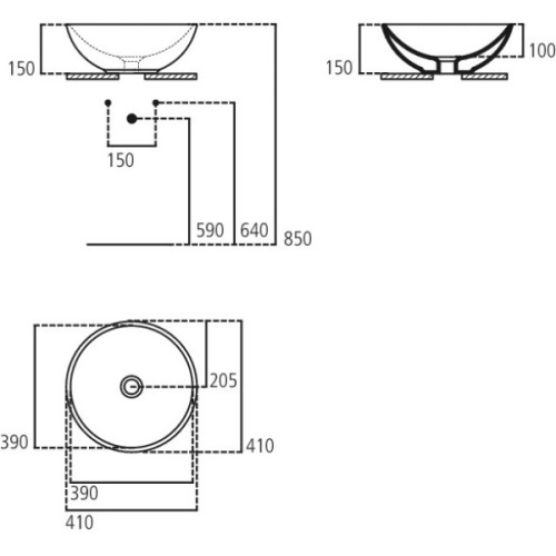 Раковина-чаша STRADA O 410x410х160 накладная, круглая, черный матовый (D570967)
