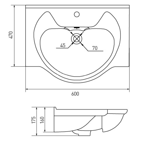 Раковина AQUATON БАЙКАЛ 60, белая (1WH109652)
