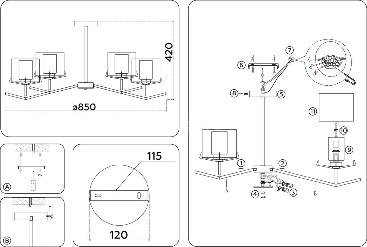 Потолочная люстра Ambrella LH57008