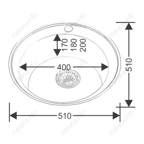 Мойка 510 MELANA 0,8/180 врезная круглая с сифоном (001 ta *15)