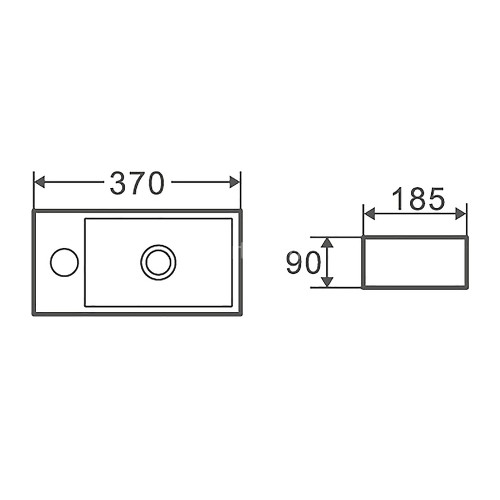 Раковина-чаша Azario 370х185х90 накладная, угловая, подвесная, прямоугольная, белый глянец (AZ-5092L