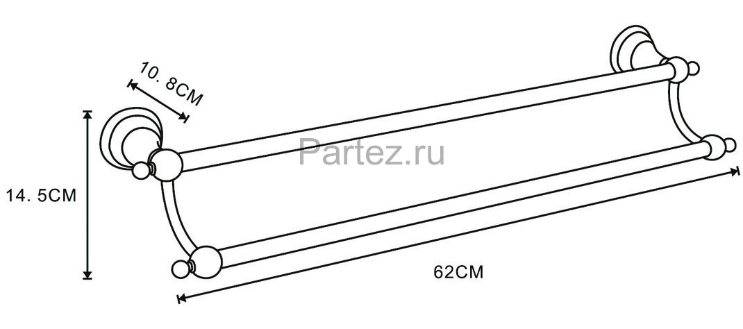 Полотенцедержатель Azario ELVIA трубчатый двойной, бронза (AZ-91102Q)