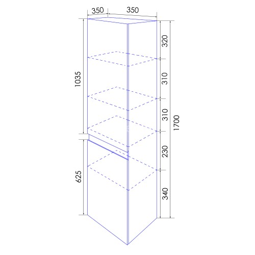 Пенал подвесной Loranto Глория 35 350х350х170 левый, Дуб Кантри (CS00090160)