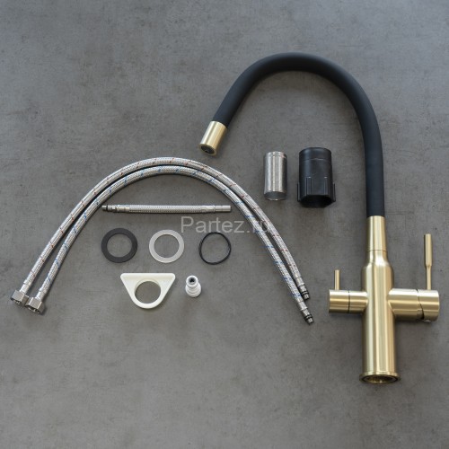 Смеситель Lemark Expert LM5083LGN-Black для кухни c гибким изливом, с подключением к фильтру с питье