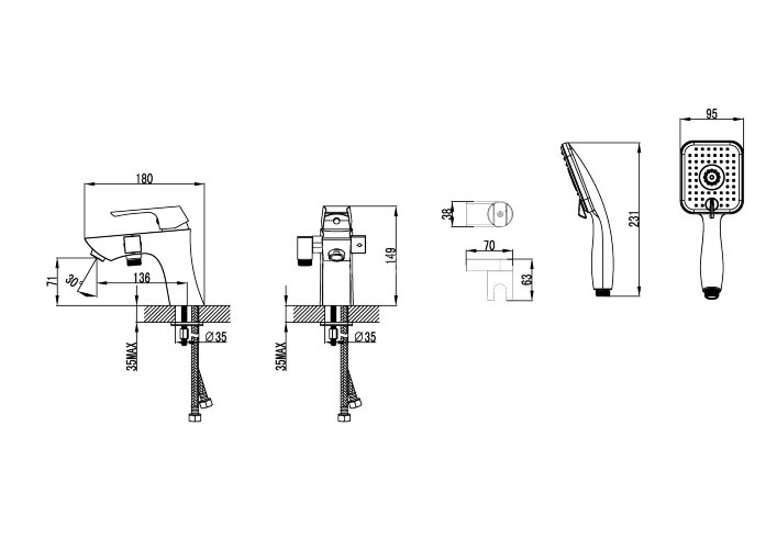 Смеситель Lemark Unit LM4515C на борт ванны