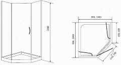 Timo душевой угол BY-839 матов.(90*90*200), шт