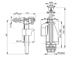 Выпускной комплект Alcaplast с двойной кнопкой, впускной механизм А17, подключение 1/2&quot; (SA08S 1/2&quot; 