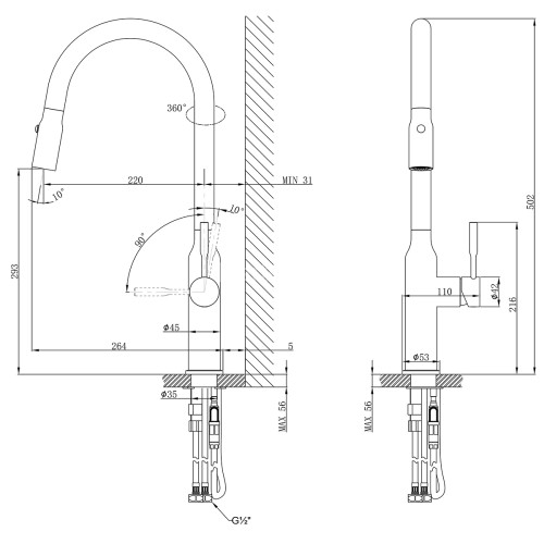 Смеситель Lemark Expert LM5086S для кухни с вытягивающимся поворотным изливом
