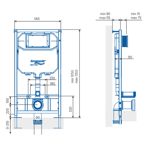 СЕТ IDROSPANIA: Инсталляция TABARCA + кнопка к инсталляции Andrea черная матовая (40230+30354)