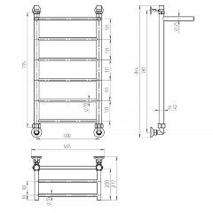 Полотенцесушитель водяной ДВИН FJ 80/40 с полкой 1&quot;-1/2&quot; К3 полированный (4627152138069)