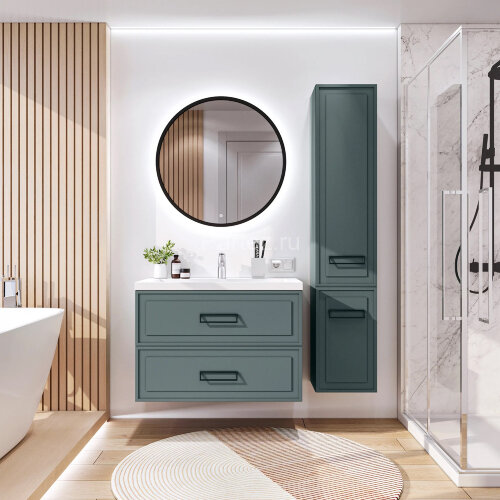 Комплект тумба Итана Pino 90 (903х482х640) подвесная, с раковиной Alisa 90 Веллюто, Авокадо (CS00090