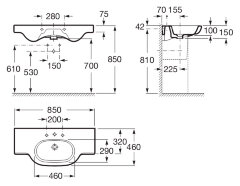 Z Раковина N -MERIDIAN 85*46 см б/пьед.