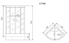 Timo Lux T-7790 душевая кабина (90*90*220), шт