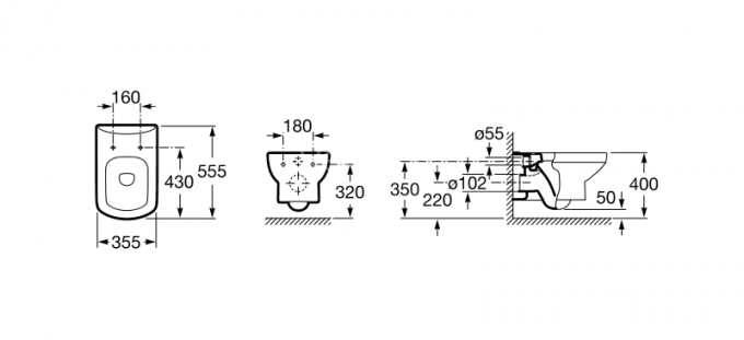 Roca Dama Senso ПЭК: подвесной унитаз, сиденье микролифт, инсталляция, кнопка смыва