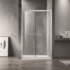 Душевая дверь Azario MILTON раздвижная 120х200, толщина полотна 6мм универсальная, цвет профиля серебро