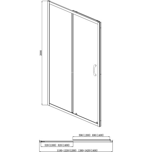 Душевая дверь Azario MILTON раздвижная 120х200, толщина полотна 6мм универсальная, цвет профиля серебро