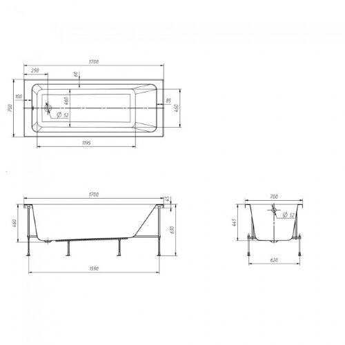 Ванна акриловая Roca Leon 1700x700 прямоугольная белый (7.2486.5.800.0)