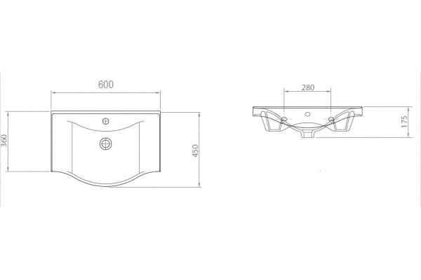 Раковина накладная Lapino BASIC 60X45X17,5, белая