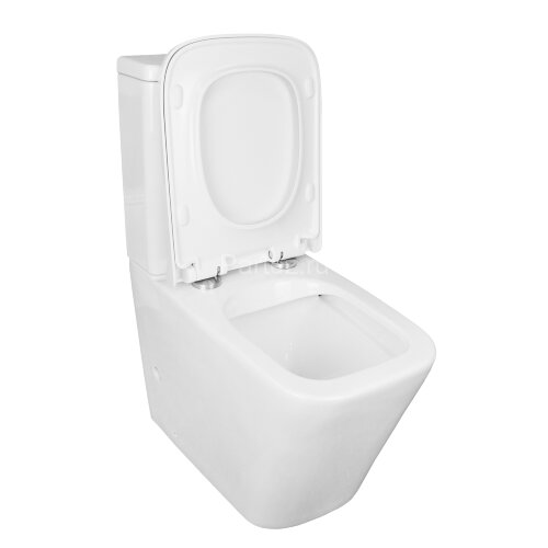 Унитаз-компакт Azario Quadro 605x340x810 напольный, безободковый с сидением микролифт и арматурой, б